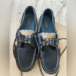 Sperry Women's Navy Blue and Tan Boat Shoes size 6.5